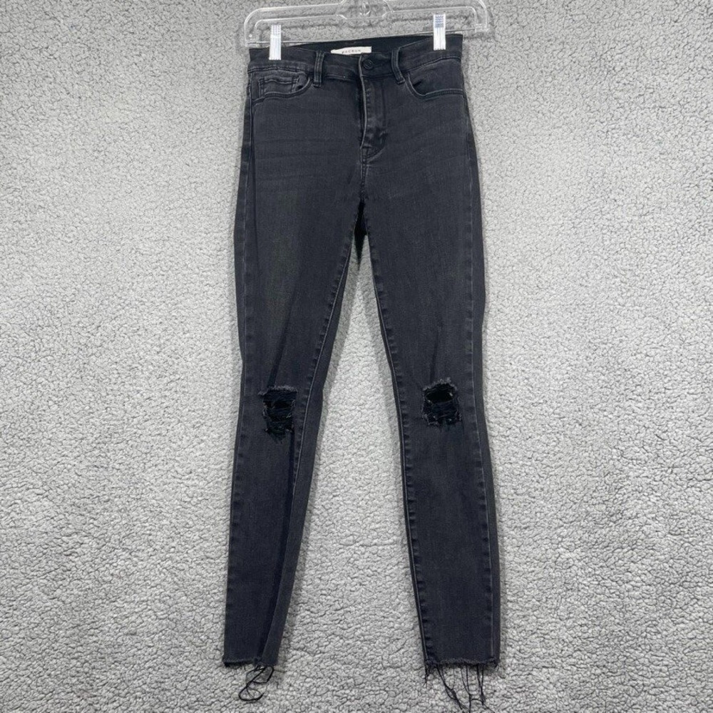 PacSun High Rise Jegging Womens 23 Black Faded Distressed Cut Off Hem Pants